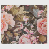Rustic Pink Floral Greenery Eucalyptus Cadeaupapier (Vlak)