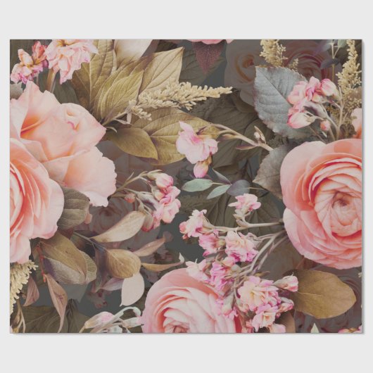 Rustic Pink Floral Greenery Eucalyptus Cadeaupapier (Vlak)