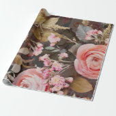 Rustic Pink Floral Greenery Eucalyptus Cadeaupapier (Uitgerold)