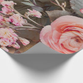 Rustic Pink Floral Greenery Eucalyptus Cadeaupapier (Hoek)