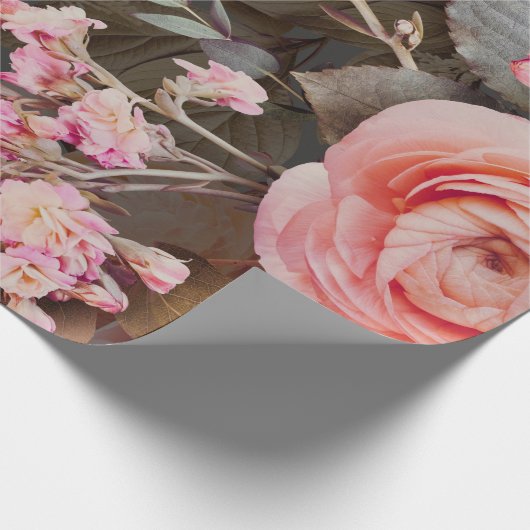 Rustic Pink Floral Greenery Eucalyptus Cadeaupapier (Hoek)