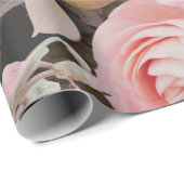 Rustic Pink Floral Greenery Eucalyptus Cadeaupapier (Rol Hoek)