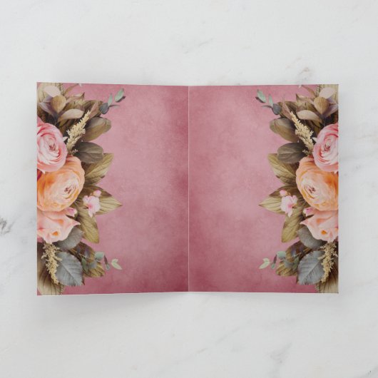Rustic Pink Floral Greenery Eucalyptus Wedding Inv (Binnen)