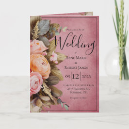 Rustic Pink Floral Greenery Eucalyptus Wedding Inv