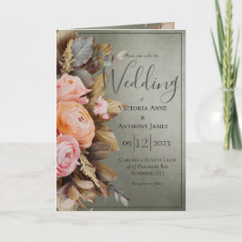 Rustic Pink Floral Greenery Vintage Wedding