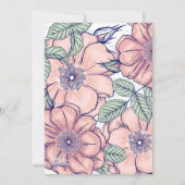 Rustic Pink Floral Hand Drawn Botanical Wedding  Kaart (Achterkant)