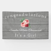 Rustic Pink Floral is een meisje dat roestvrij is Spandoek (Horizontaal)