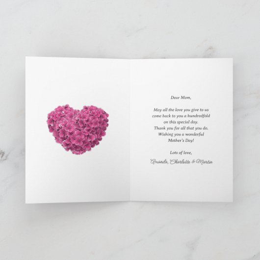 Rustic Pink Floral Lace Moederdag Kaart (Binnen)