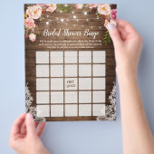 Rustic Pink Floral Lace Vrijgezellenfeest Bingo Ga Flyer (Hand)