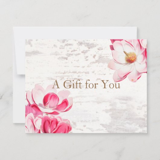 Rustic Pink Floral Magnolia Weathered Wood (Voorkant)