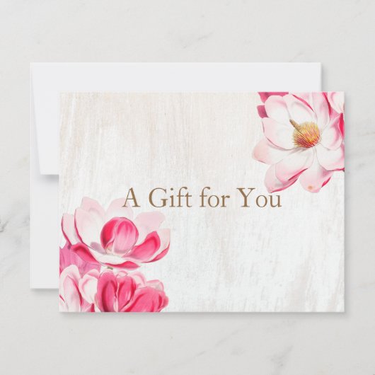 Rustic Pink Floral Magnolia Weathered Wood (Voorkant)