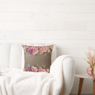Rustic Pink Floral Neutrale Kleur Kussen