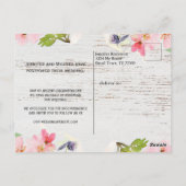 Rustic Pink Floral op White Wood Verander de datum Briefkaart (Achterkant)