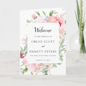 Rustic Pink Floral Photo Wedding Programme Programma (Voorkant)