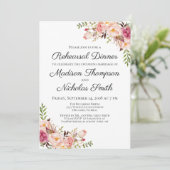Rustic Pink Floral Rehearsal Dinner Invitations Kaart (Staand voorkant)