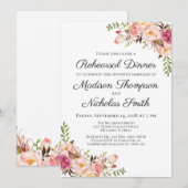 Rustic Pink Floral Rehearsal Dinner Invitations Kaart (Voorkant / Achterkant)