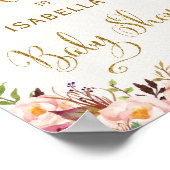 Rustic Pink Floral Rozen Baby shower Welkomstteken Poster (Hoek)