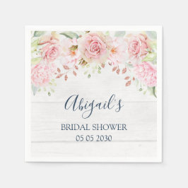 Rustic Pink Floral Spring Bridal Shower Napkin Servet