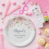 Rustic Pink Floral Spring Bridal Shower Papieren Bordje (Feest)