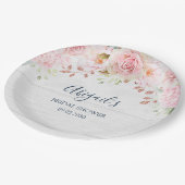 Rustic Pink Floral Spring Bridal Shower Papieren Bordje (Gekanteld)