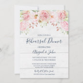Rustic Pink Floral Spring Rehearsal Dinner Kaart (Voorkant)