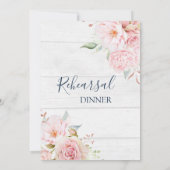 Rustic Pink Floral Spring Rehearsal Dinner Kaart (Achterkant)