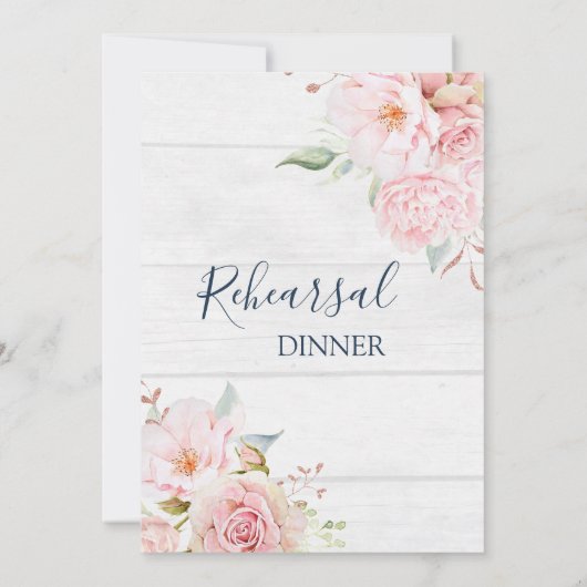 Rustic Pink Floral Spring Rehearsal Dinner Kaart (Achterkant)