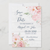 Rustic Pink Floral Spring Save the Date Card (Voorkant)