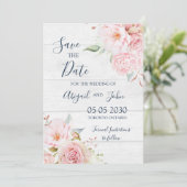 Rustic Pink Floral Spring Save the Date Card (Staand voorkant)