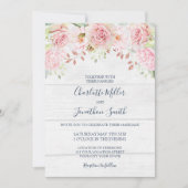 Rustic Pink Floral Spring Wedding Invitations Kaart (Voorkant)