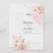 Rustic Pink Floral Spring Wedding Invitations Kaart (Achterkant)