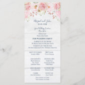 Rustic Pink Floral Spring Wedding Program Programmakaart (Achterkant)