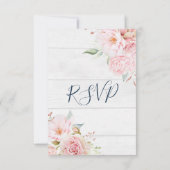 Rustic Pink Floral Spring Wedding Response Card RSVP Kaartje (Achterkant)