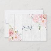 Rustic Pink Floral Spring Wedding Response Card RSVP Kaartje (Achterkant)