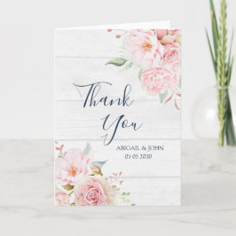 Rustic Pink Floral Spring Wedding Thank You Card Bedankkaart