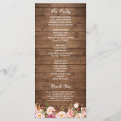 Rustic Pink Floral String Lights Wedding Programme Programmakaart (Achterkant)