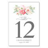 Rustic Pink Floral Table Number Kaart (Achterkant)