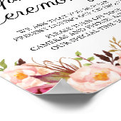Rustic Pink Floral Unplugged Ceremony Sign Poster (Hoek)