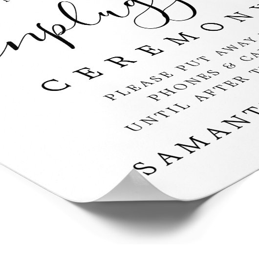 Rustic Pink Floral Unplugged Wedding Ceremony Sign Poster (Hoek)