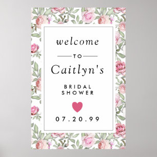 Rustic Pink Floral Vrijgezellenfeest Welkom Poster