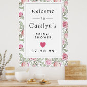 Rustic Pink Floral Vrijgezellenfeest Welkom Poster (Keuken)