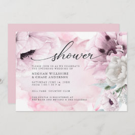 Rustic Pink Floral Waterverf Poppies Kaart