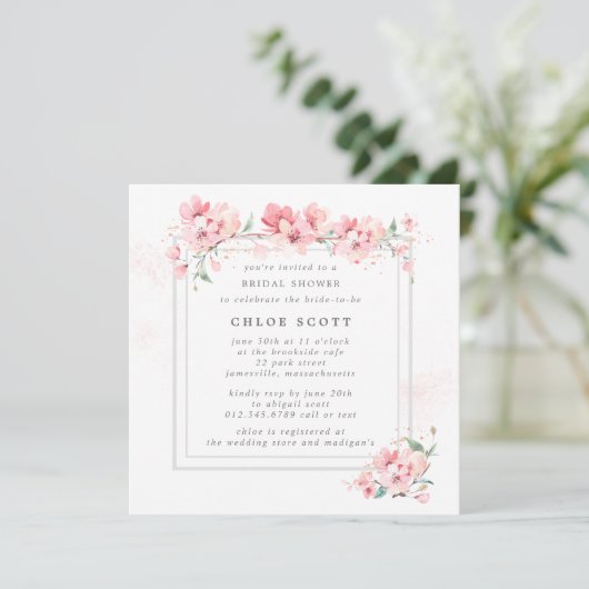 Rustic Pink Floral Waterverf Vrijgezellenfeest Kaart (Staand voorkant)