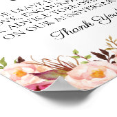 Rustic Pink Floral Weddenschap Timer Poster (Hoek)