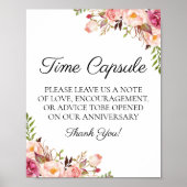 Rustic Pink Floral Weddenschap Timer Poster (Voorkant)