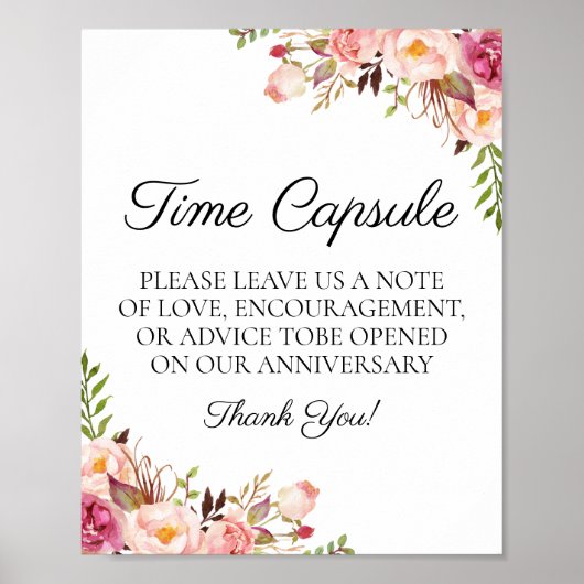 Rustic Pink Floral Weddenschap Timer Poster (Voorkant)