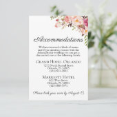 Rustic Pink Floral Wedding Accommodards Informatiekaartje (Staand voorkant)