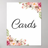 Rustic Pink Floral Wedding Cards Sign Poster (Voorkant)