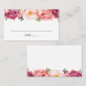 Rustic Pink Floral Wedding Flat Place Kaarten Plaatskaartje (Voorkant / Achterkant)
