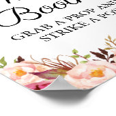 Rustic Pink Floral Wedding Foto Booth Sign Poster (Hoek)